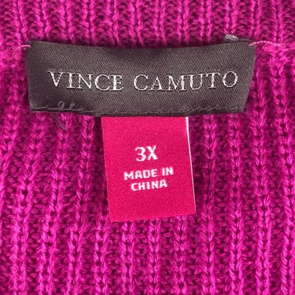 Vince Camuto Sweater Solid Magenta V Neck Women 3X - Picture 3 of 4